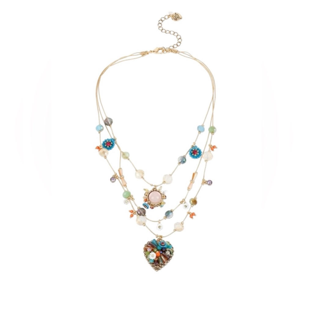 Betsey Johnson Bead & Heart Layered Necklace